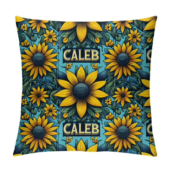 JEUXUS Short Plush Pillowcase Sunflowers Cute Flowers Printed on Both Sides White