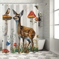 thumbnail image 1 of JEUXUS Shower Curtain Set Woodland Animal Deer Fox Peel and Stick Multiple Sizes White, 1 of 7
