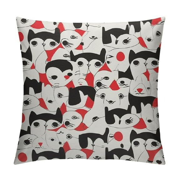 JEUXUS Shy Cats Pillow Covers ,Cute Pillow Covers,Cat Pillow Cases,Cat Decor for Home,Cat Home Decor,Cat Gifts,Cat Gifts for Cat Lovers,Cute Cat Gifts,Gifts for Cat Lovers