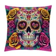 thumbnail image 1 of JEUXUS Skull and Roses High-Quality Short Plush Pillowcase White, 1 of 5