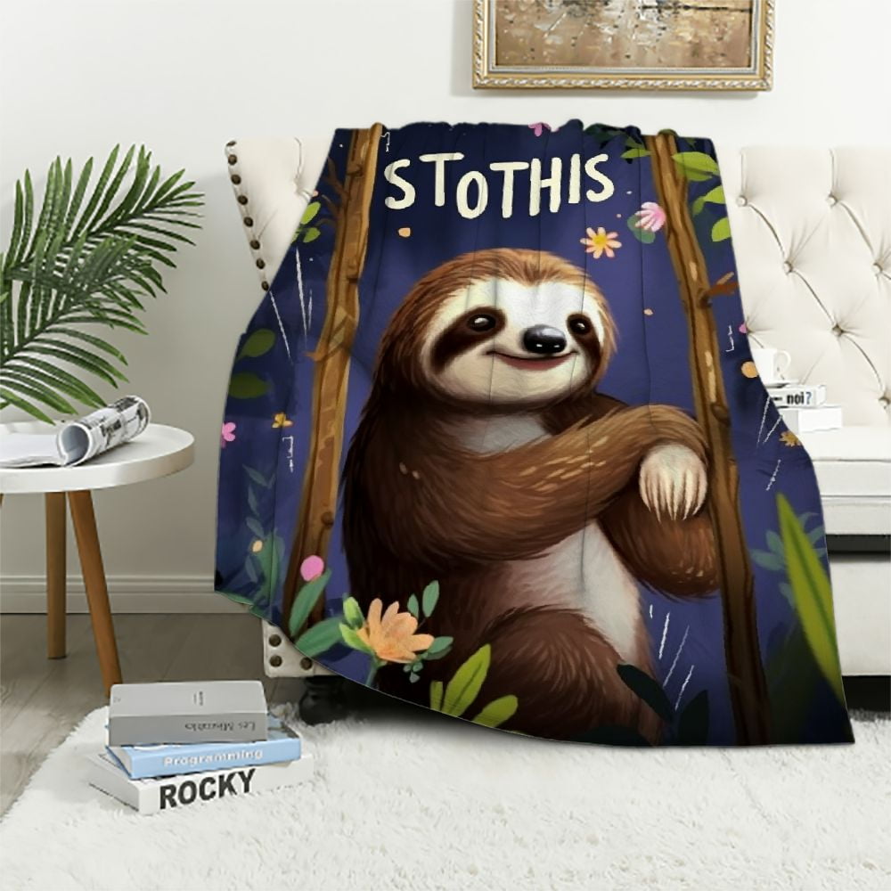 JEUXUS Sloth Blanket Soft Flannel Cute Sloth Throw Blanket Cozy Warm Lightweight Sloths Blankets for Women Girls Adults Gifts Walmart