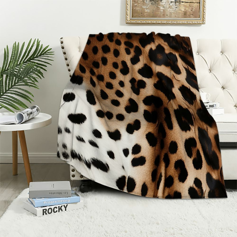 JEUXUS Snow Leopard Blanket Cozy Luxury Throw Blanket Velvet Reversible ...