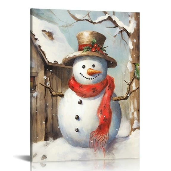 JEUXUS Snowman Canvas Wall Art for Christmas - Print Winter Pictures Artwork Painting 16x20infor Home Wall