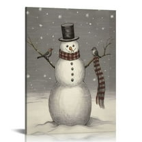 JEUXUS Snowman Merry Christmas Canvas Art Posters Wall Art Pictures Prints Modern Family Bedroom Decor 16x20in