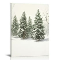 JEUXUS Snowy Evergreen Trees , Winter Forest Wall Art,Christmas Watercolour Painting, Winter landscape, Snowy Pine tree poster Winter Forest Landscape,Christmas Pine Trees In Winter