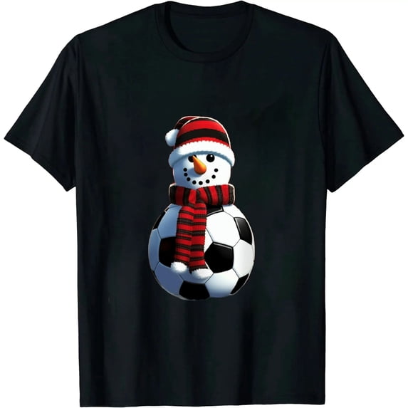 JEUXUS Soccer Ball Santa Snowman Ugly Christmas Sweater Xmas Kids T-Shirt