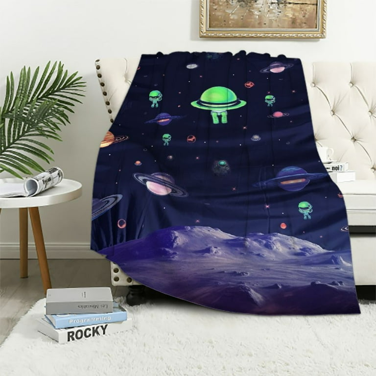 JEUXUS Solar System Throw Blanket Extra Large Outer Space Blanket for Kids Planets Blanket with Educational Galaxy Theme Kids Blanket for Boys Alien Plush Blanket Throw Blanket for Kids Walmart