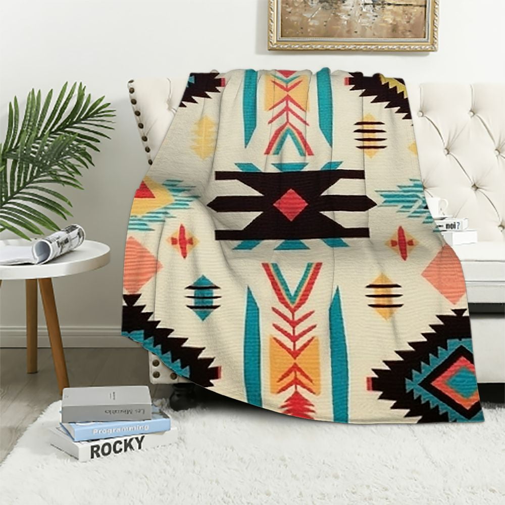 JEUXUS Southwestern Soft Throw Blankets with Tassels Cozy Cotton Woven ...