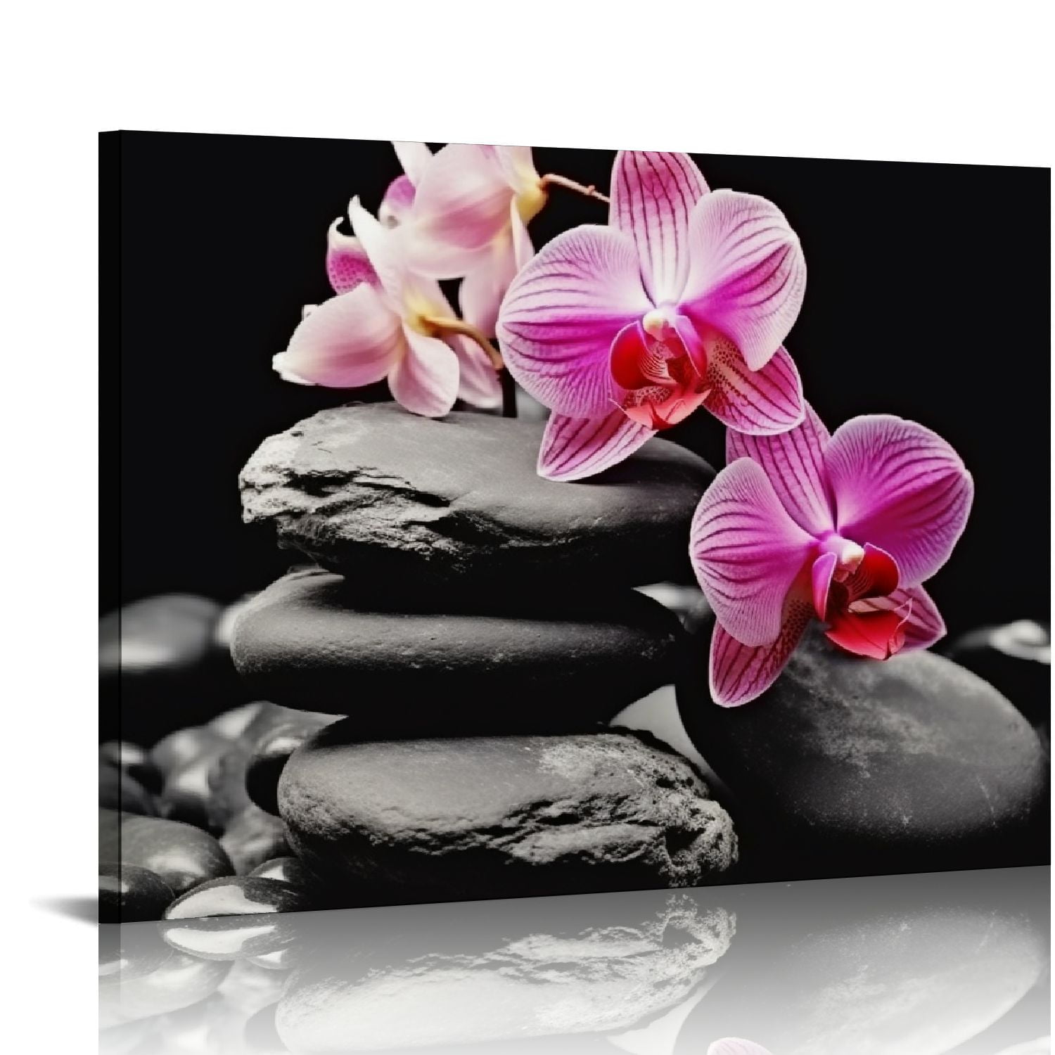 JEUXUS Spa Decor Zen Canvas Wall Art Spa Stones And Purple Orchid