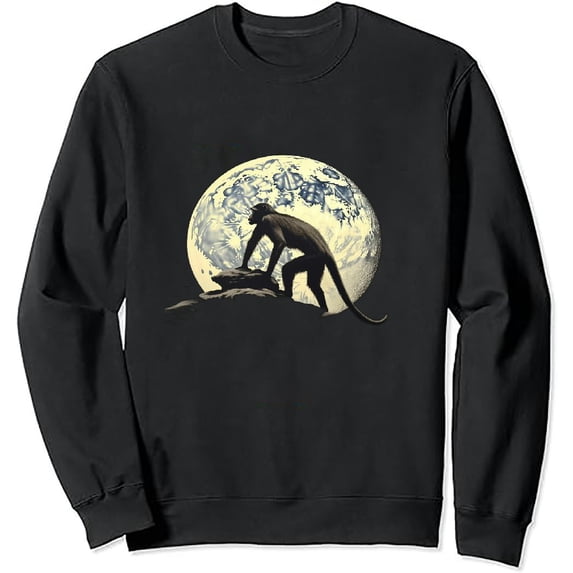 JEUXUS Spider Monkey And Moon Endangered Monkey Vintage Sweatshirt