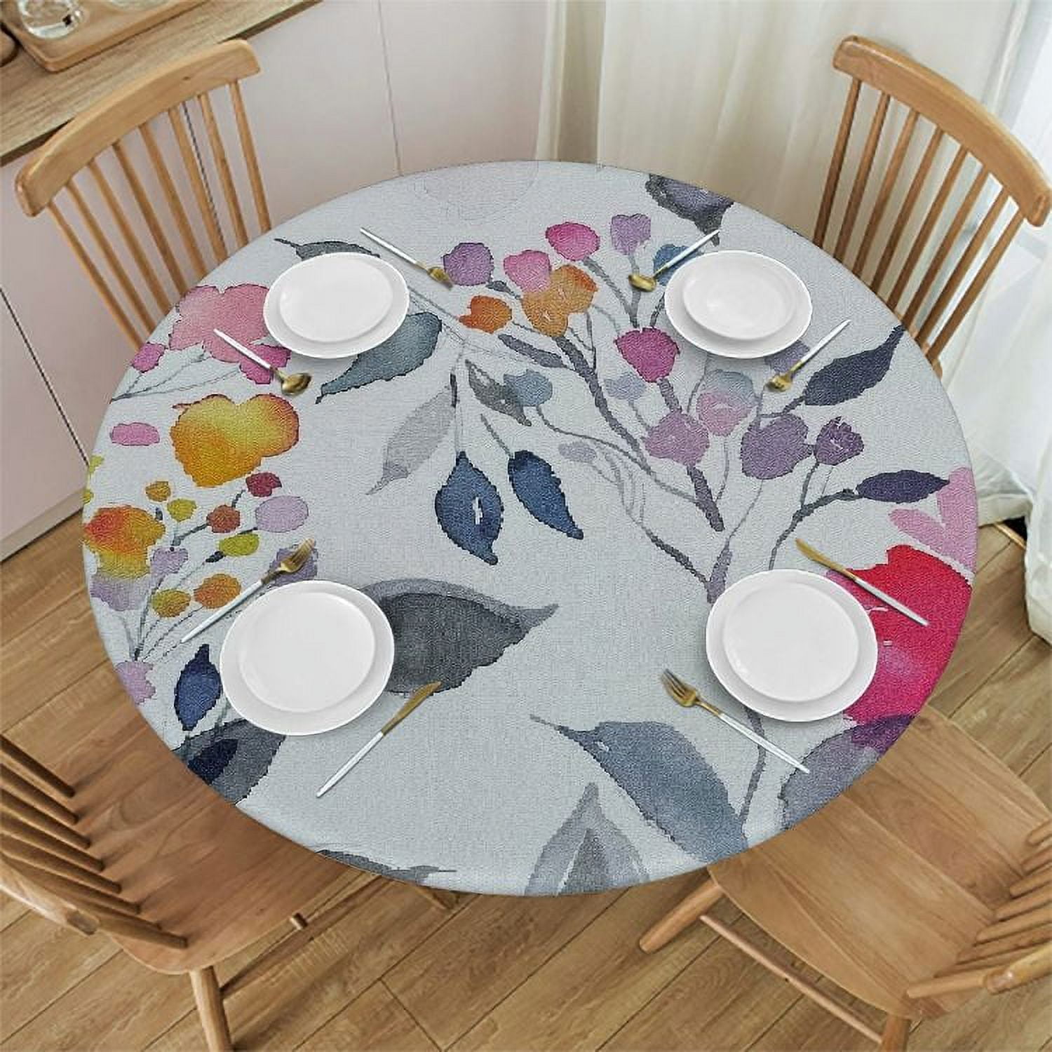 JEUXUS Spillproof Floral Spring/Summer Fabric Indoor Outdoor Tablecloth ...