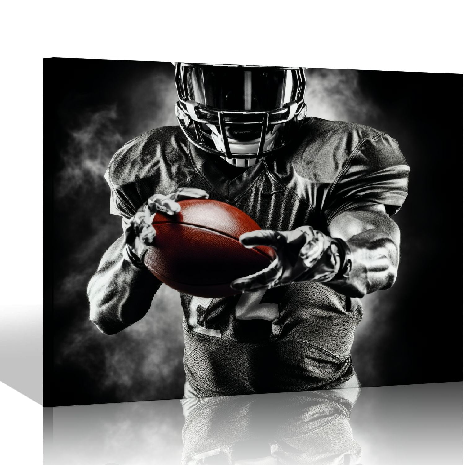 JEUXUS Sport Canvas Wall Art Black and White American Football Rugby Painting Poster Gym Picture
