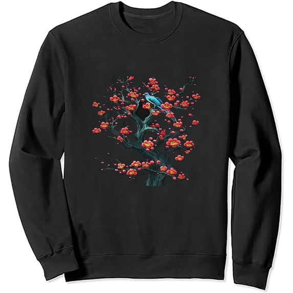 JEUXUS Spring Festival Japanese Sakura Cherry Blossom Tree Pullover Sweatshirt