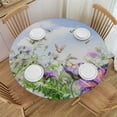 thumbnail image 1 of JEUXUS Spring Floral Tablecloth Round Purple Butterfly Tablecloths Waterproof Polyester Washable Table Cover Flowers Table Cloth for Kitchen Dining Room Indoor Outdoor Picnic Patio Party Decor White, 1 of 7