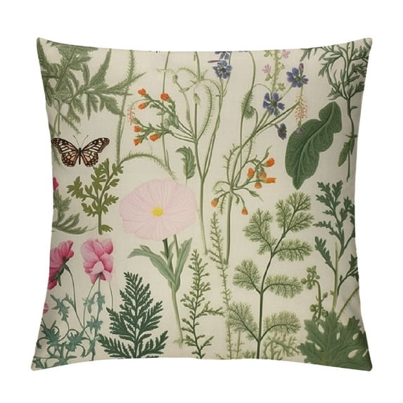 JEUXUS Spring Pillow Covers Farmhouse Wildflower Throw Pillows Floral Plant Green Pillowcase Spring Home Decorative Cushion Case for Sofa Couch
