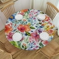 thumbnail image 1 of JEUXUS  Spring Summer Floral Round Tablecloth Flower Table Clothes Multicolor Rustic Reusable Circle Table Cover for Picnic Party Dining Room Home Indoor Outdoor Decor, 1 of 7