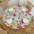 thumbnail image 1 of JEUXUS  Spring Summer Floral Round Tablecloth Flower Table Clothes Multicolor Rustic Reusable Circle Table Cover for Picnic Party Dining Room Home Indoor Outdoor Decor, 1 of 7