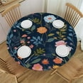 thumbnail image 1 of JEUXUS Spring Summer Floral Table cover Round Farmhouse Navy Blue Background Wildflower Round Table cover Polyester Washable Table Cover for Kitchen Dining Room Picnic Patio Party, 1 of 7