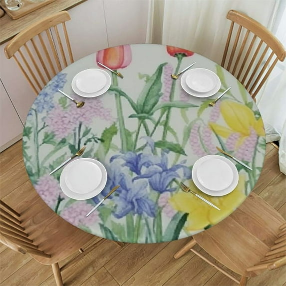 JEUXUS Spring Tablecloth, Fabric Spillproof Indoor/Outdoor Easter and Spring Table Cloth