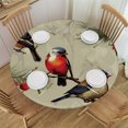 thumbnail image 1 of JEUXUS  Spring Vintage Farmhouse Rustic Birds Beige Round Fitted Table Covers Elastic Edge Circle Tablecloth for Dining Party Holiday, 1 of 7