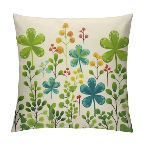 JEUXUS St Patricks Day Pillow Covers Watercolor Shamrock Lumbar Pillow Cover Decorations Farmhouse Outdoor for Sofa Home Decor
