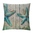 thumbnail image 1 of JEUXUS Summer Ocean Theme Throw Pillow Covers Wood Grain Starfish Hippocampus Seashells with Quotes Nautical &amp; Coastal Decorative Pillowcases Beach House Decor Cushion Covers, 1 of 5