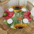 thumbnail image 1 of JEUXUS Summer Sunflower Poppy Round Tablecloth with Elastic Edged Floral Flower Fitted Table Cloths Cover Mat Washable Polyester Spill Proof Table Covers for Indoor 0utdoor Dinning Patio Table, 1 of 7