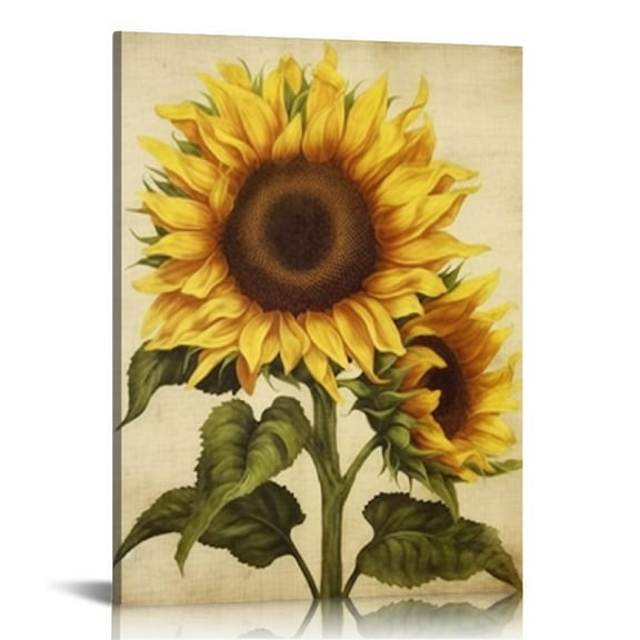 JEUXUS Sunflower Kitchen Decor Simple Life Rustic Wall Decor Vintage Watercolor Sunflower Wall Pictures for Bedroom Canvas Art Flower Painting Kitchen Wall Decor Gallery Wrapped
