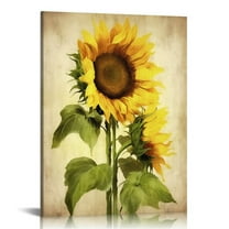 JEUXUS Sunflower Kitchen Decor Simple Life Rustic Wall Decor Vintage Watercolor Sunflower Wall Pictures for Bedroom Canvas Art Flower Painting Kitchen Wall Decor Gallery Wrapped 12x16\