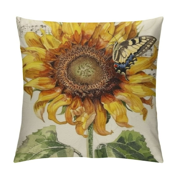 JEUXUS Sunflower Outdoor Decorative Throw Pillow Covers,Vintage Sunflower Square Cushion，for Living Room Couch and Bed （Sunflower）