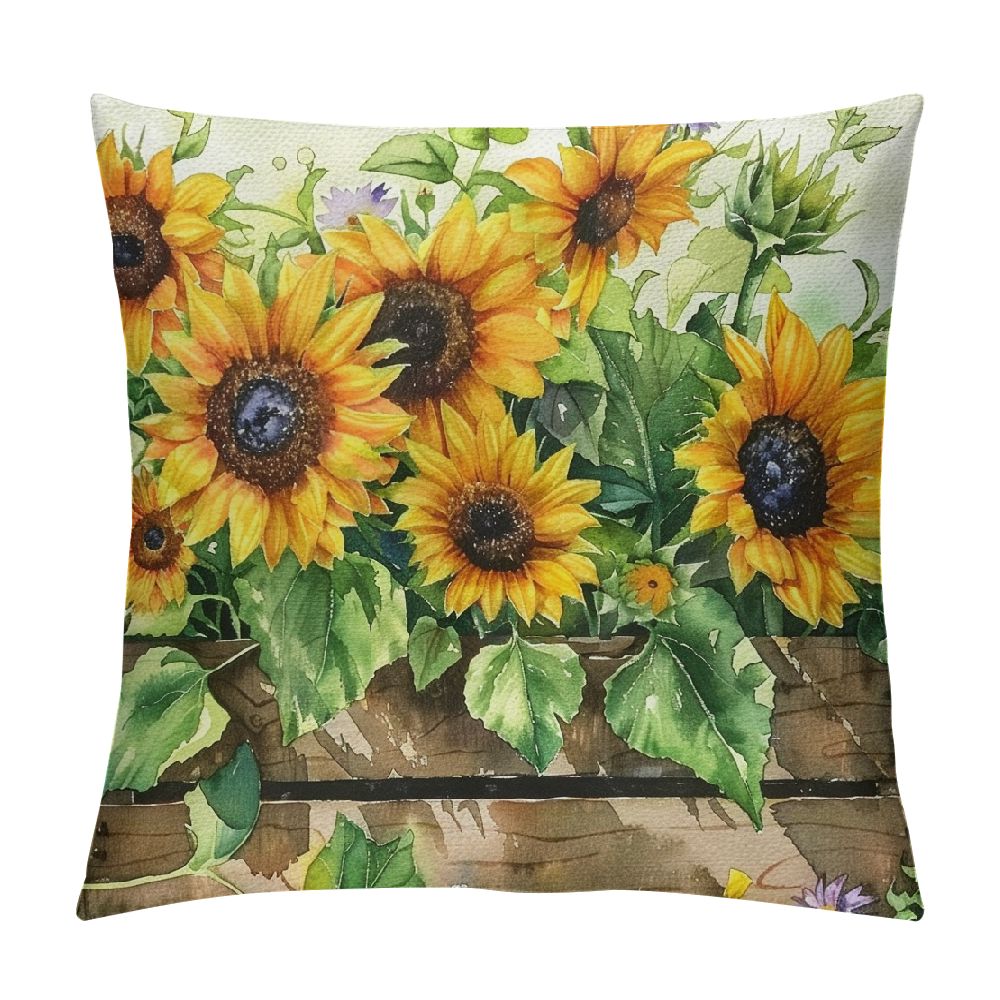 JEUXUS Sunflower Pillow Covers Spring Summer Floral Throw Pillow Covers Sunflowers with