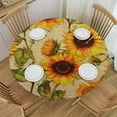 thumbnail image 1 of JEUXUS  Sunflower Round Fitted Tablecloth with Elastic Edge, Polyester Round Fitted Table Cloth Table Cover, Stain-Resistant Wipeable Elastic Tablecloth for Round Tables,, 1 of 7