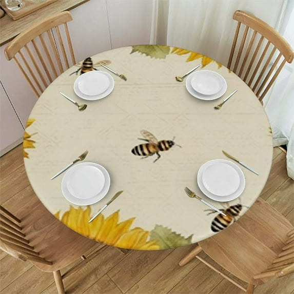 JEUXUS  Sunflower Round Table cover, Sunflower Decorations for Home, Summer and Spring Waterproof Stain Resistant Table Cloth for Party,Table,Outdoor