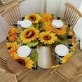 thumbnail image 1 of JEUXUS Sunflower Round Tablecloth Spring Summer Flower Black Buffalo Plaid Yellow Floral Decorative Table Cloth with Dust-Proof Resistant Decor for Home Kitchen Dining Room Outdoor Patio, 1 of 7