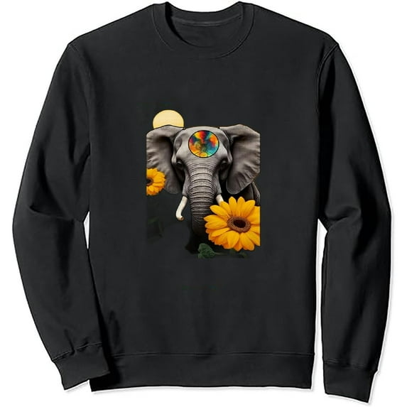 JEUXUS Sunshine Sunflower Positive Quote Elephant Gift Women Girl Pullover