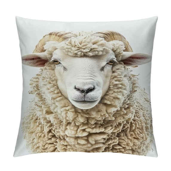 JEUXUS Sylvie Sheep Bangs Portrait Short Plush Pillowcase Soft and Durable White