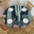 thumbnail image 1 of JEUXUS  Table Cloth Covers Cactus Pattern Round Tablecloth Elastic Edge Table Cover Adjustable Bottom Fitted Tables for Home Picnic Camping, 1 of 7