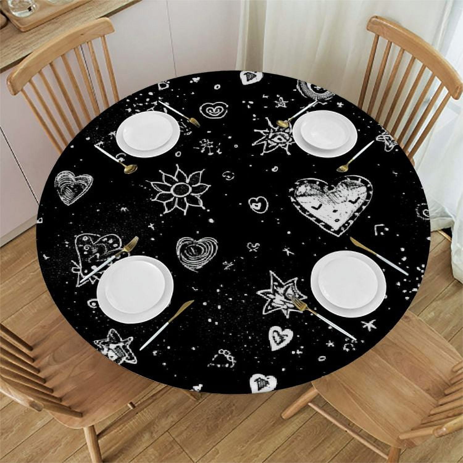 JEUXUS Table Cover Round Tablecloth - The Dazzling Stars and Dreamy ...