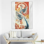JEUXUS  Tenugui Cloth, Wall Hanging, Japanese Traditional Tapestry, Made in Japan, Japanese Crane, Chusen Dyeing