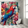 thumbnail image 1 of RUIYC Tropical Bird and Flower Waterproof Shower Curtain Multiple Sizes Chic Modern Bathroom Decor White, 1 of 7