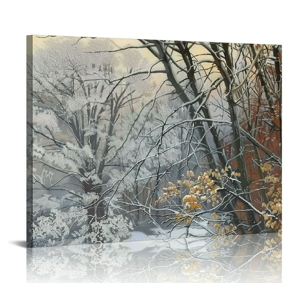 JEUXUS Textured Tree Landscape Wall Art Large for Living Room Abstract Autumn Pictures Brown and White Artwork on Canvas with Gold Foil Fall Decor for Bedroom Dining