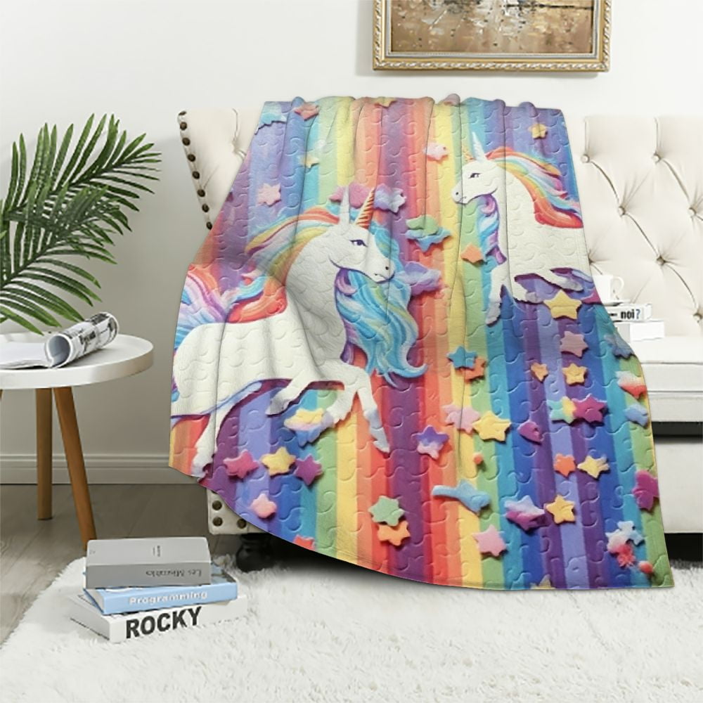 JEUXUS in The Dark Blanket Unicorns Gifts for Girls, Soft Blanket Girl