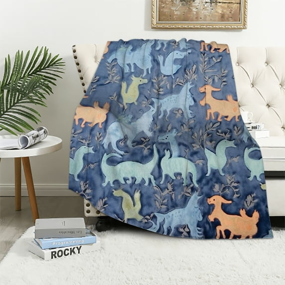 JEUXUS in The Dark Throw Dinosaur Blanket Dino Party Blanket Gifts for Boys Girls Super Soft Blanket for Kids Toys Xmas Thanksgiving Halloween Blanket Gift