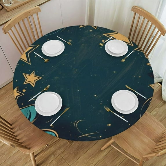 JEUXUS The Dazzling Stars and Dreamy Night Sky Tablecloth White