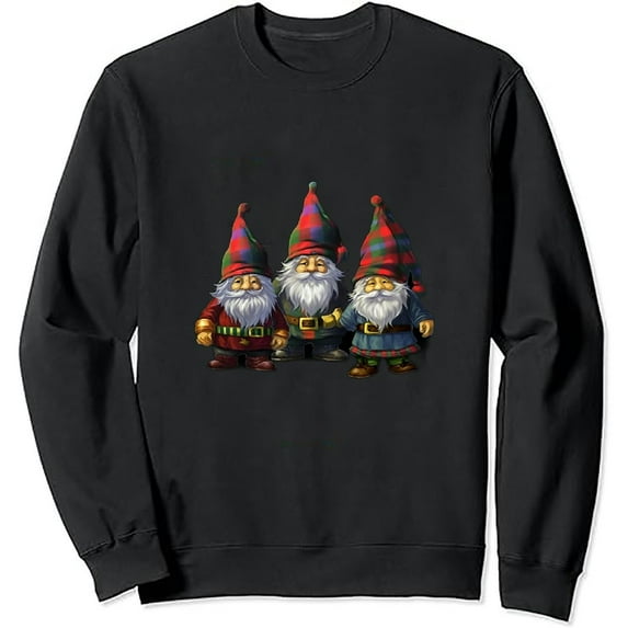 JEUXUS Three Gnomes Shirt Men Women Buffalo Plaid Red Christmas T-Shirt Long-sleeved T-shirt Funny Shirt