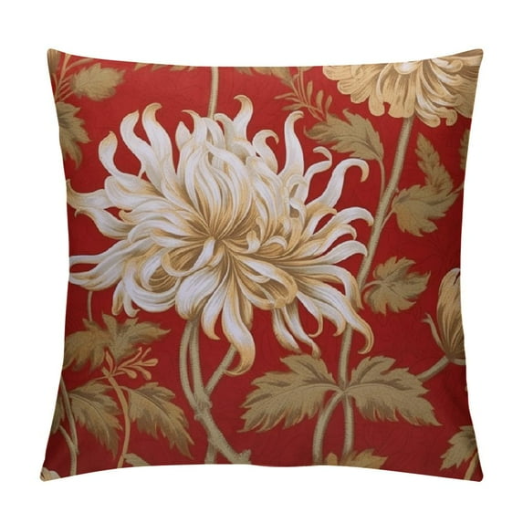 JEUXUS Throw Pillow Case Cover Apanese National Flower Chrysanthemum Luxury Design Floral - Soft Pillow Case for Decorative Bedroom/Livingroom/Sofa/Farm House - Cushion Covers