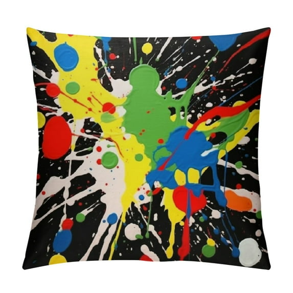 RUIYC  Throw Pillow Case Cushion Cover Decorations for Couch Bed Chair, Splash Ink Art Colorful Pattern Modern