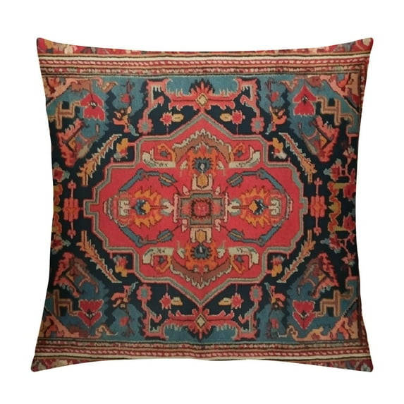 JEUXUS Throw Pillow Cover Case Antique Oriental Turkish Carpet Pattern Print Red - Soft Pillow Case for Decorative Bedroom/Livingroom/Sofa/Farm House - Cushion Covers
