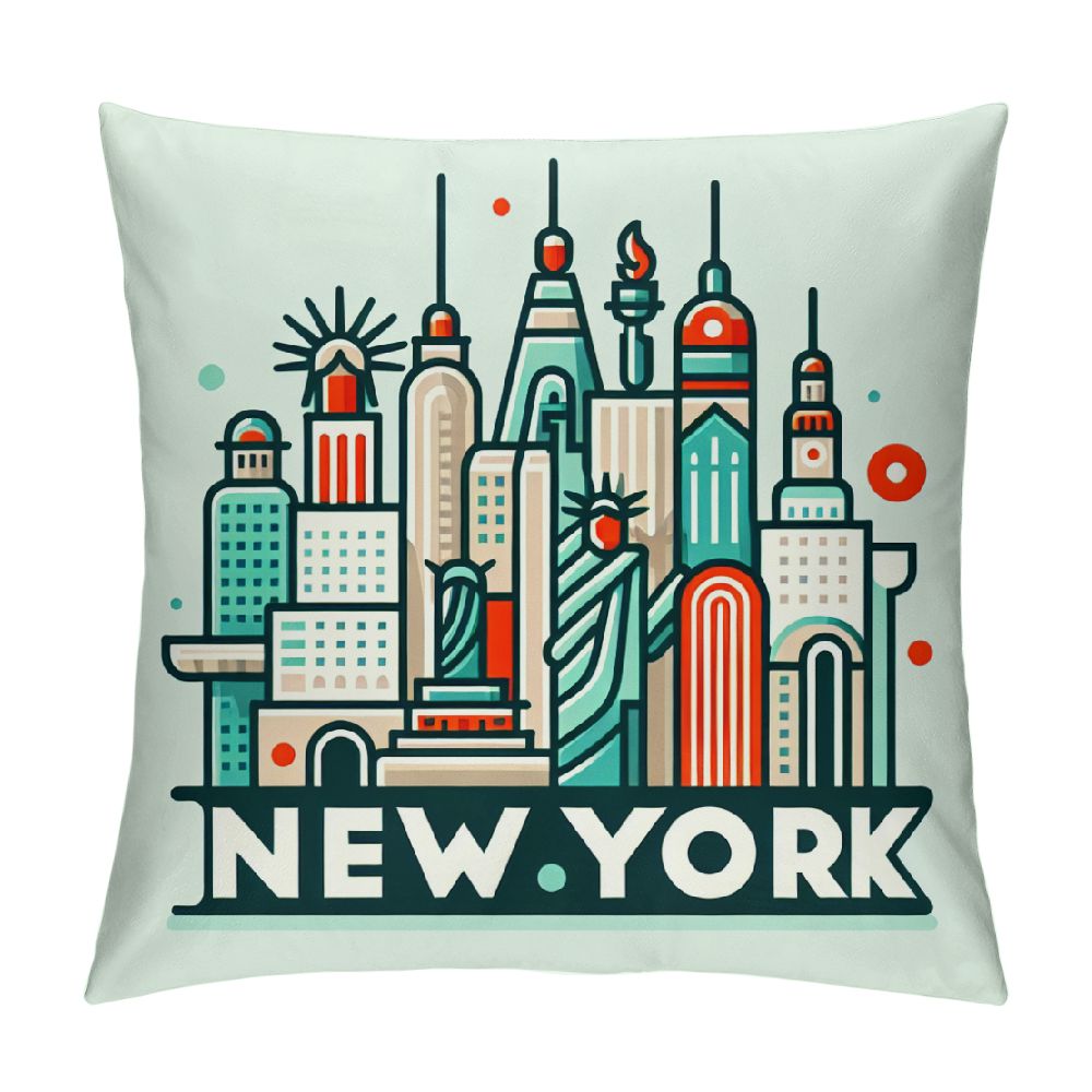 JEUXUS Throw Pillow Cover New York City Pattern,American Downtown