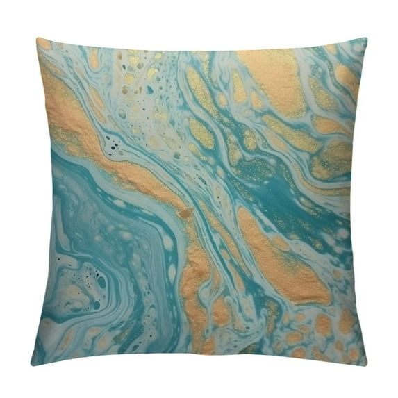 JEUXUS Throw Pillow Cover Watercolor Marble Blue Marbling Creative with Abstract Oil Waves Liquid Paint Mix Decorative Throw Pillow Cushion Case for Home Couch Living Room Bed Sofa Car